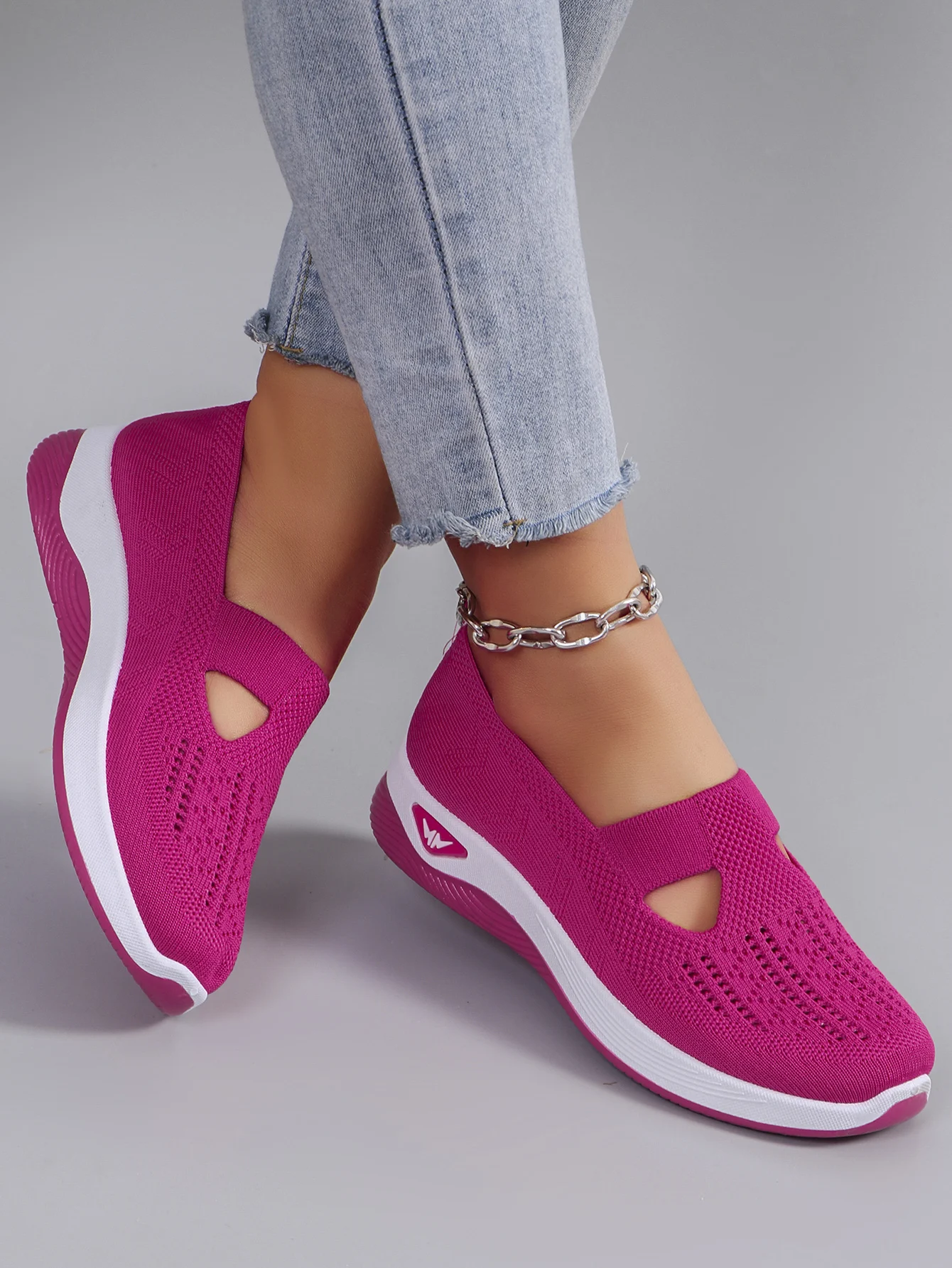 Spring new women's sports shoes, fashionable, breathable, lightweight, non-slip, wear-resistant, casual sports shoes, flat shoes-25