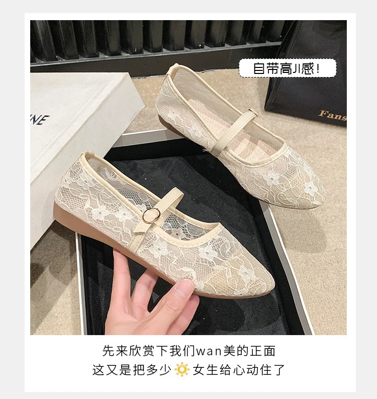 2024 New Women Flats Shoes Summer Ballet Flats Fashion Bow Women Shoes Slip on Sweet Hollow Flat Shoes Female Zapatos De Mujer-5
