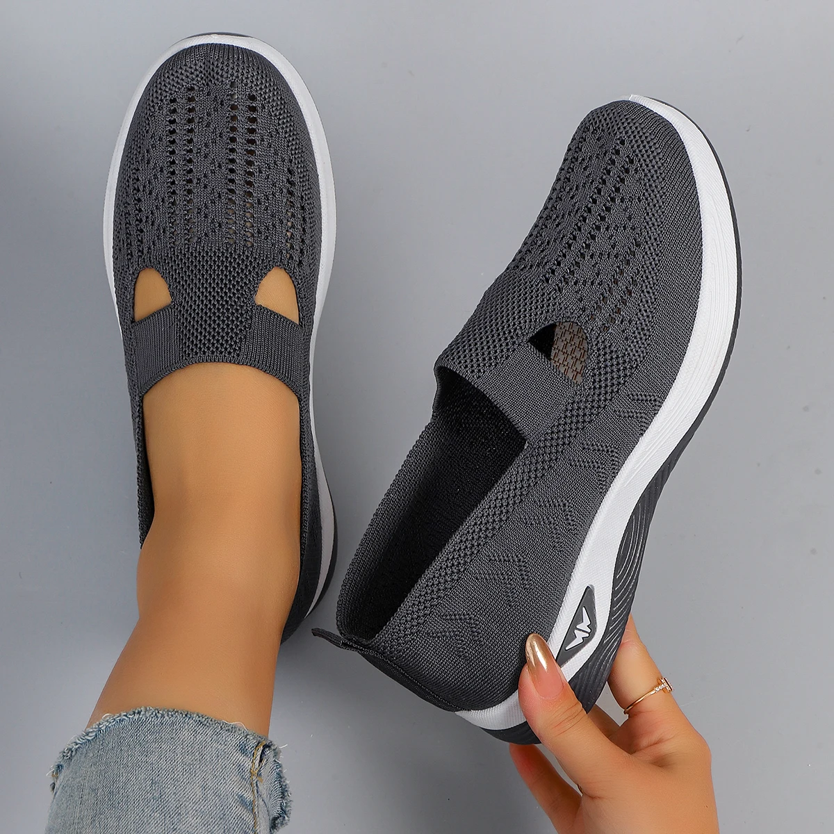 Spring new women's sports shoes, fashionable, breathable, lightweight, non-slip, wear-resistant, casual sports shoes, flat shoes-8