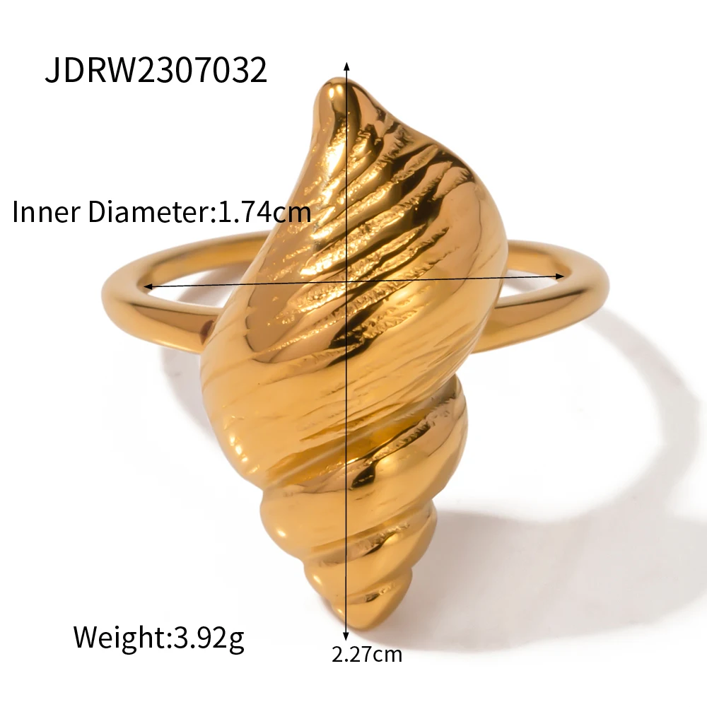 Uworld Top Quality Geometric Wide Stainless Steel Ring 18K Gold Color Waterproof Fashion Minimalist Statement Charm Jewelry Wome-16