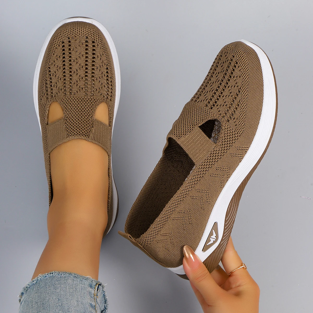 Spring new women's sports shoes, fashionable, breathable, lightweight, non-slip, wear-resistant, casual sports shoes, flat shoes-2