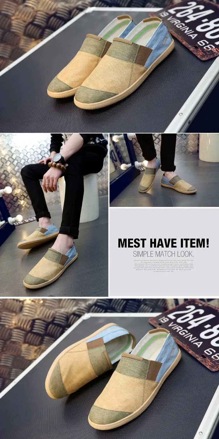 Fisherman's Shoes Fashion Flat Canvas Sneakers Slip On Men's Espadrilles Walking Casual Shoes For Men Loafers Summer-3