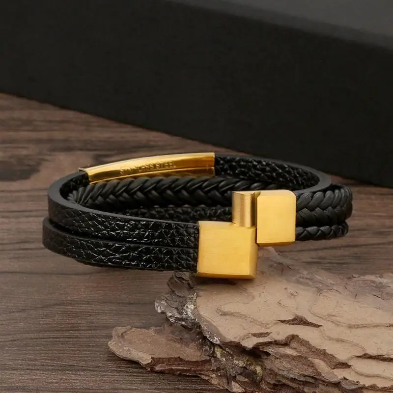 Classic Men's Leather Bracelet New Style Hand-woven Multi-layer Combination Accessory Fashion Man Jewelry Wholesale Dropshipping-8