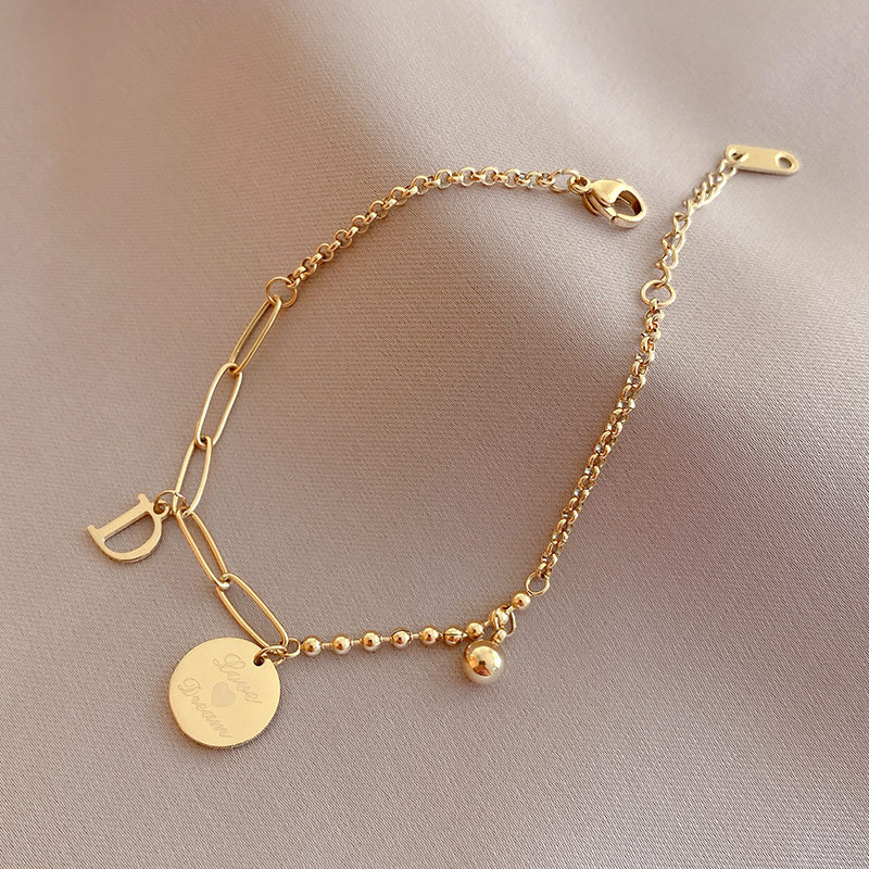 2024 New Korea New Fashion Letter D Star Simple Vintage Pendant Bracelet Woman Stainless Steel Bracelet Luxury Original Jewelry-3 2024 New Korea New Fashion Letter D Star Simple Vintage Pendant Bracelet Woman Stainless Steel Bracelet Luxury Original Jewelry-3
