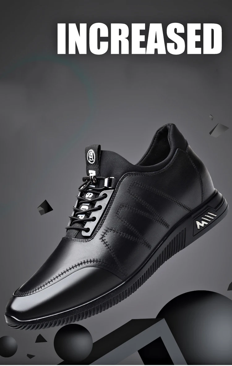Sneakers Heightening Shoes Men's Formal Shoes 6/8CM Height Increase Shoes Leather Shoes Man Daily Life Height Increasing Shoes-2