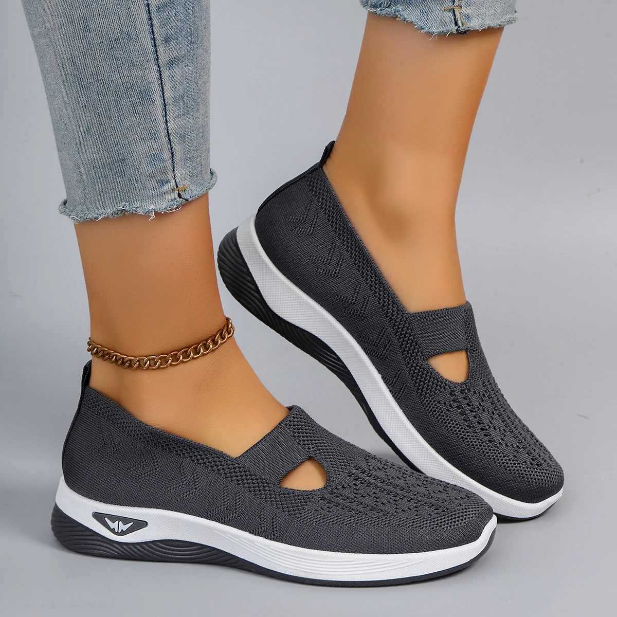 Spring new women's sports shoes, fashionable, breathable, lightweight, non-slip, wear-resistant, casual sports shoes, flat shoes-9