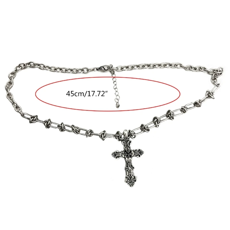 Vintage Cross Pendants Necklace for Women Kpop Punk Chain Necklaces Long Korean Fashion Retro Jewelry on The Neck Gift-10