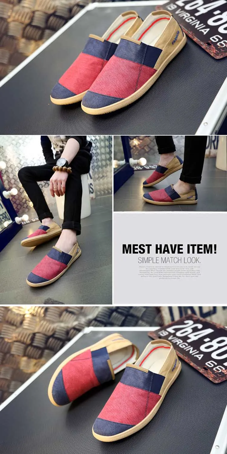 Fisherman's Shoes Fashion Flat Canvas Sneakers Slip On Men's Espadrilles Walking Casual Shoes For Men Loafers Summer-6