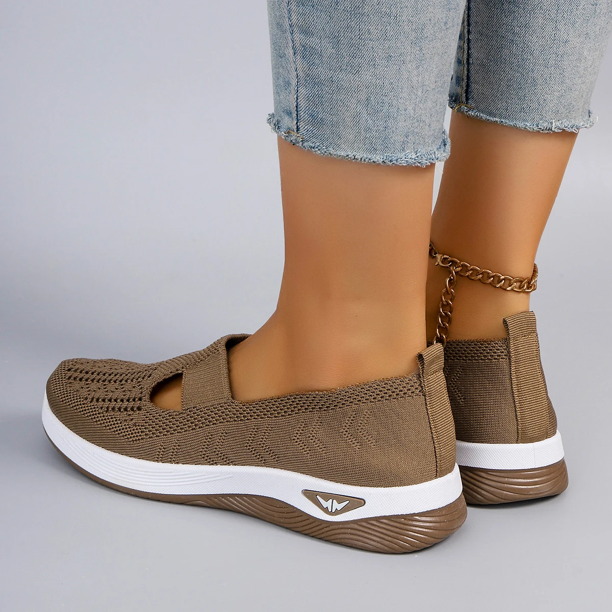 Spring new women's sports shoes, fashionable, breathable, lightweight, non-slip, wear-resistant, casual sports shoes, flat shoes-6