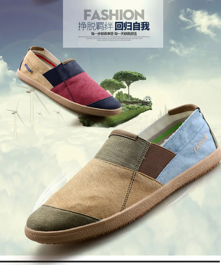 Fisherman's Shoes Fashion Flat Canvas Sneakers Slip On Men's Espadrilles Walking Casual Shoes For Men Loafers Summer-2