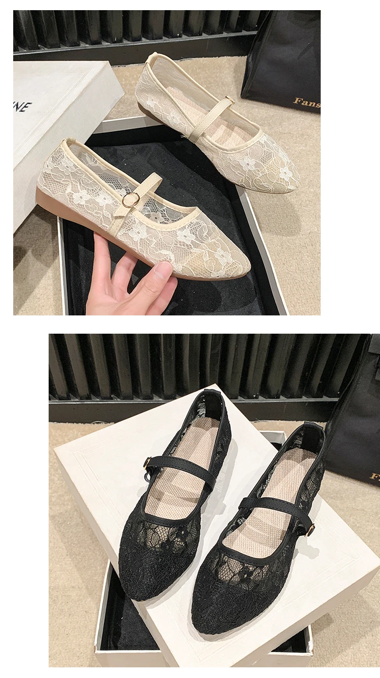 2024 New Women Flats Shoes Summer Ballet Flats Fashion Bow Women Shoes Slip on Sweet Hollow Flat Shoes Female Zapatos De Mujer-26
