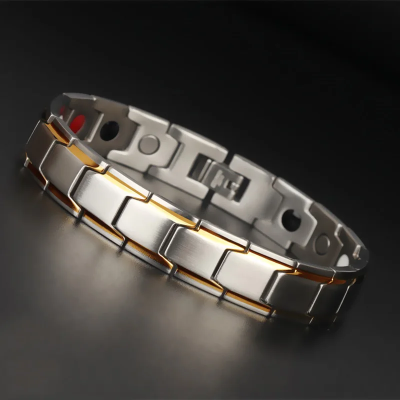 Hot Sale Luxury Fashion Health Energy Bracelet Men Stainless Steel Bio Magnetic Anti-fatigue Anti-radiation Bracelets Jewelry-3