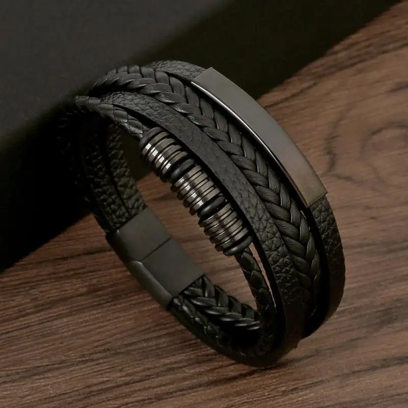 Classic Men's Leather Bracelet New Style Hand-woven Multi-layer Combination Accessory Fashion Man Jewelry Wholesale Dropshipping-6
