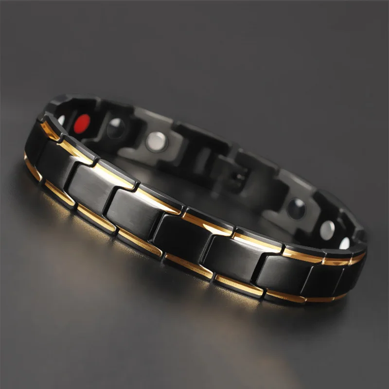 Hot Sale Luxury Fashion Health Energy Bracelet Men Stainless Steel Bio Magnetic Anti-fatigue Anti-radiation Bracelets Jewelry-2