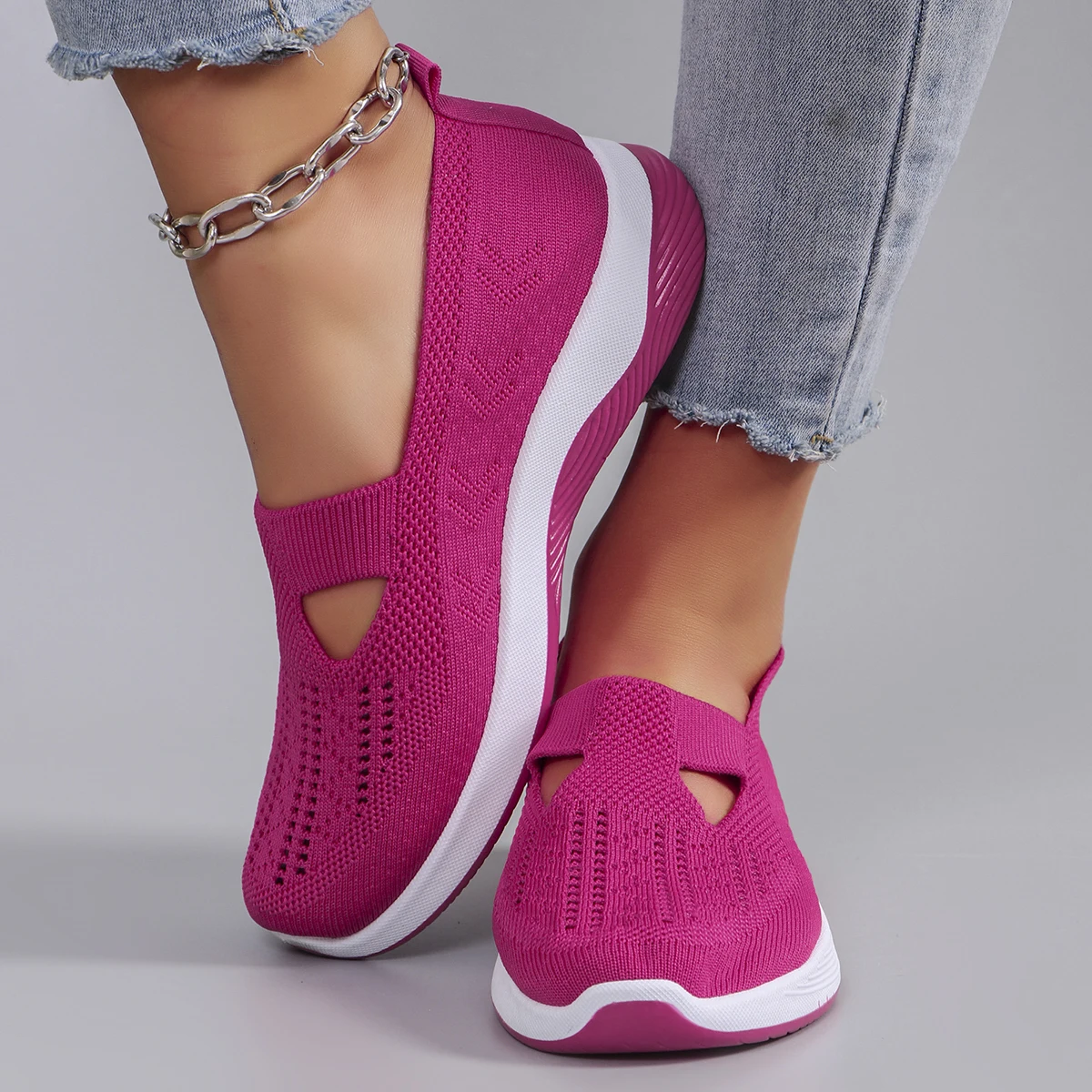 Spring new women's sports shoes, fashionable, breathable, lightweight, non-slip, wear-resistant, casual sports shoes, flat shoes-28