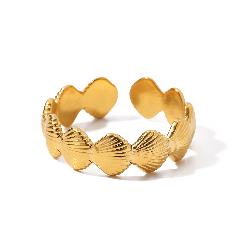 Uworld Top Quality Geometric Wide Stainless Steel Ring 18K Gold Color Waterproof Fashion Minimalist Statement Charm Jewelry Wome-14