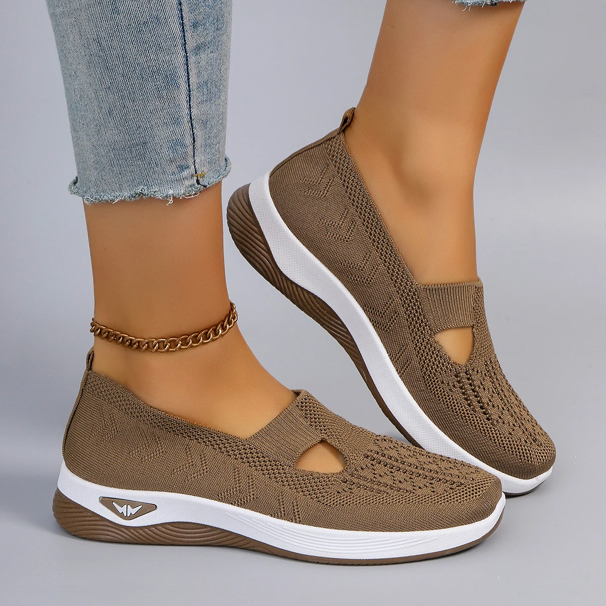 Spring new women's sports shoes, fashionable, breathable, lightweight, non-slip, wear-resistant, casual sports shoes, flat shoes-3