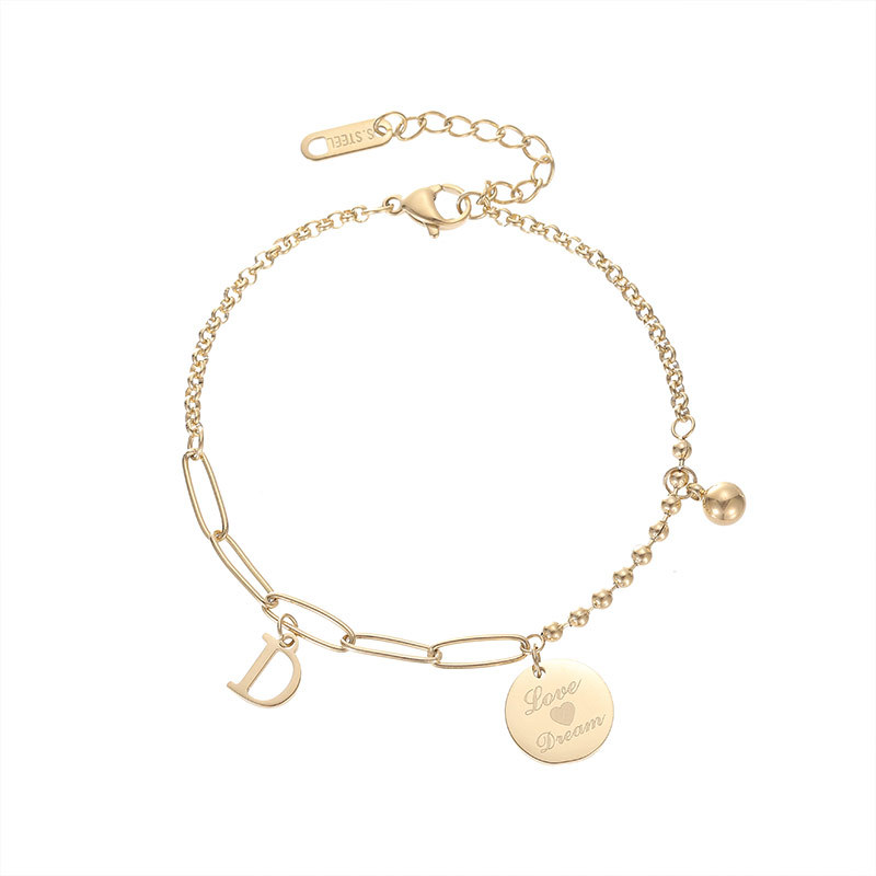 2024 New Korea New Fashion Letter D Star Simple Vintage Pendant Bracelet Woman Stainless Steel Bracelet Luxury Original Jewelry-6 2024 New Korea New Fashion Letter D Star Simple Vintage Pendant Bracelet Woman Stainless Steel Bracelet Luxury Original Jewelry-6