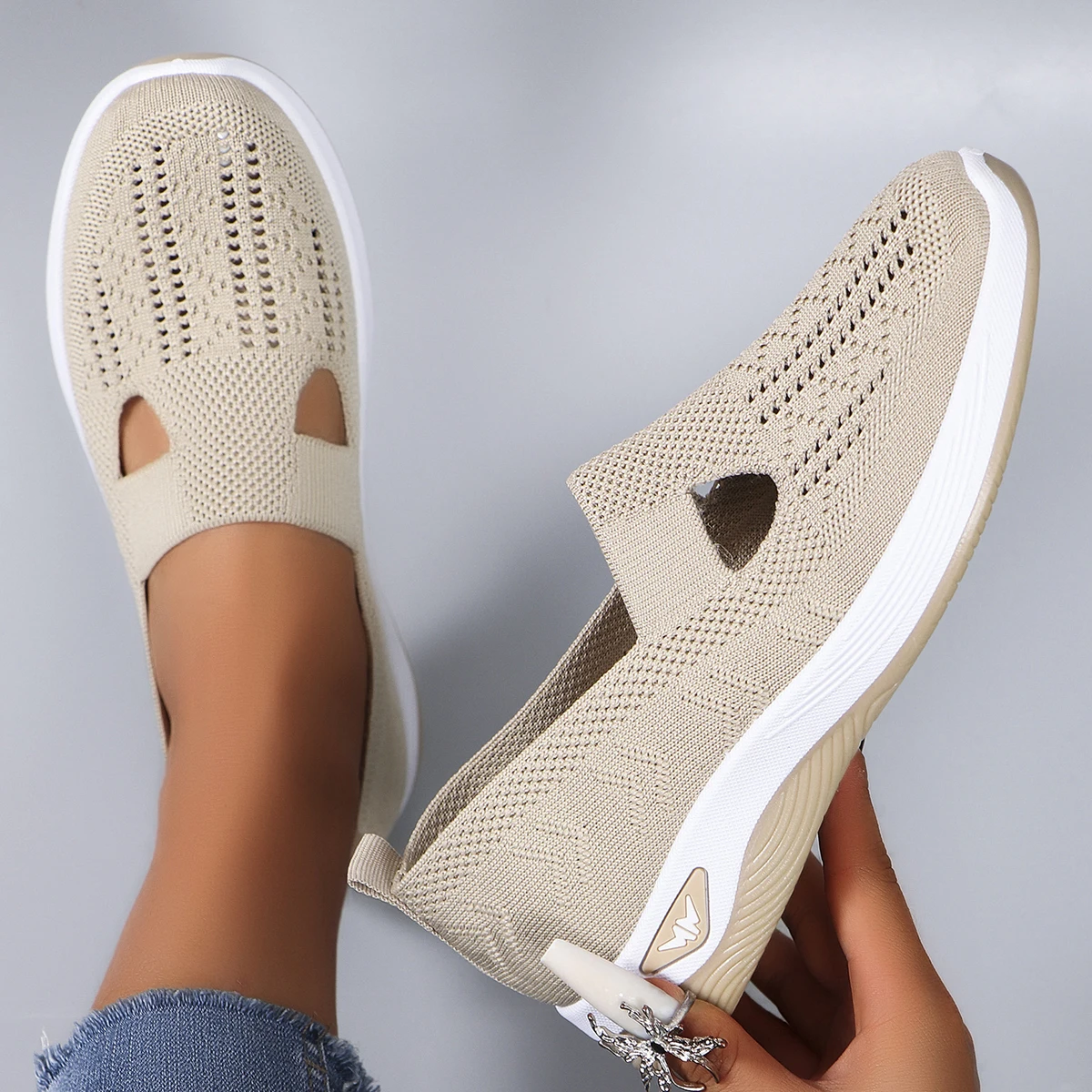 Spring new women's sports shoes, fashionable, breathable, lightweight, non-slip, wear-resistant, casual sports shoes, flat shoes-13