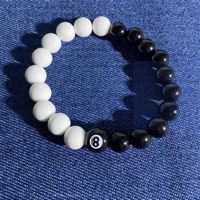 New Billiard Beaded Black 8-Hand Bracelet Ladies Men Cross Lucky Fashion Jewelry Accessories-7