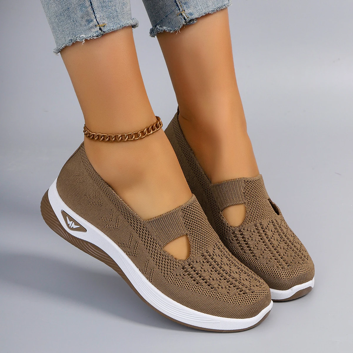 Spring new women's sports shoes, fashionable, breathable, lightweight, non-slip, wear-resistant, casual sports shoes, flat shoes-4