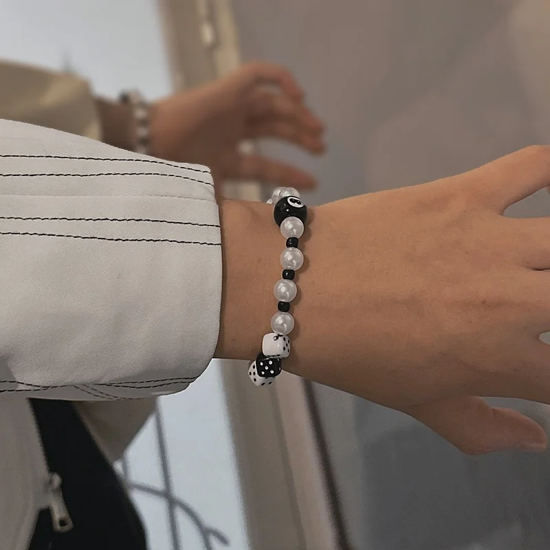 New Billiard Beaded Black 8-Hand Bracelet Ladies Men Cross Lucky Fashion Jewelry Accessories-4