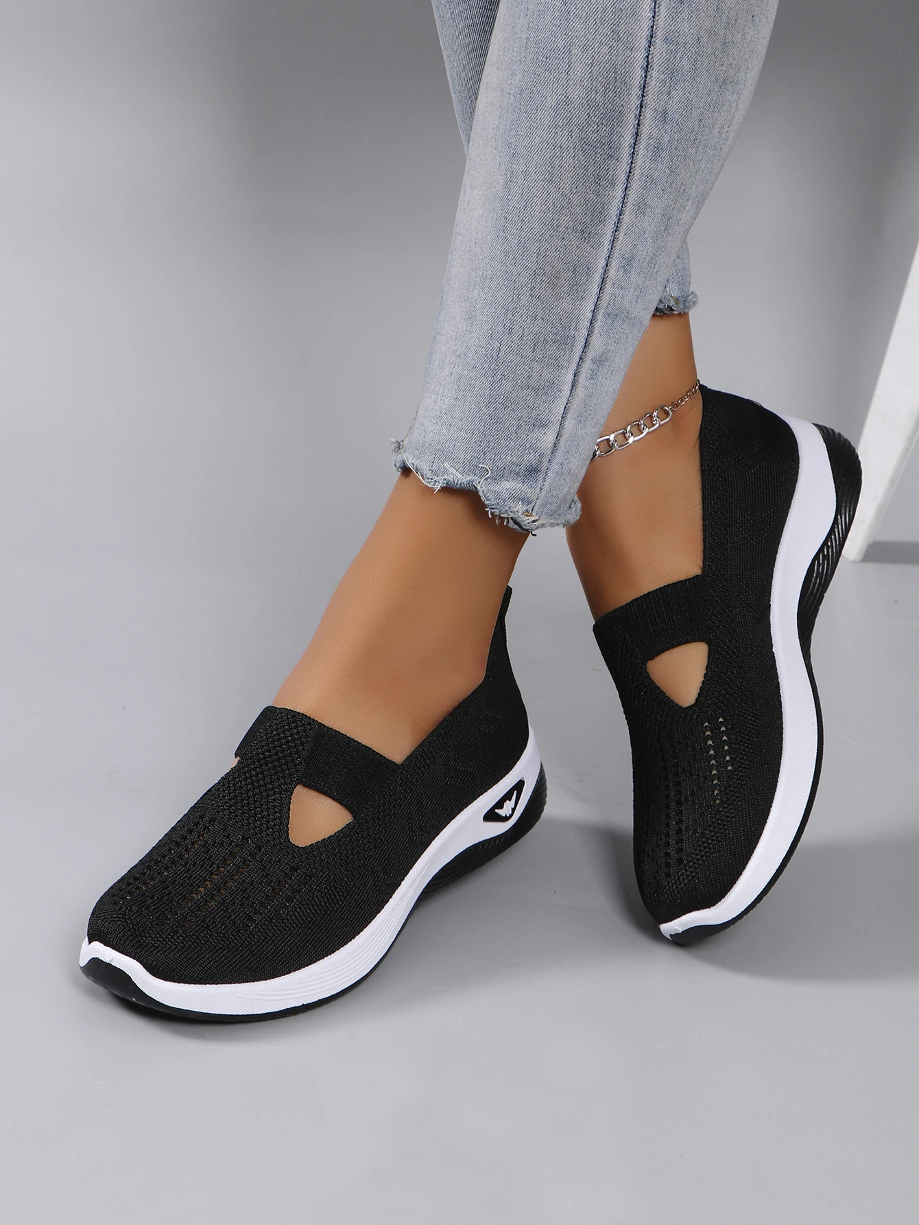 Spring new women's sports shoes, fashionable, breathable, lightweight, non-slip, wear-resistant, casual sports shoes, flat shoes-24