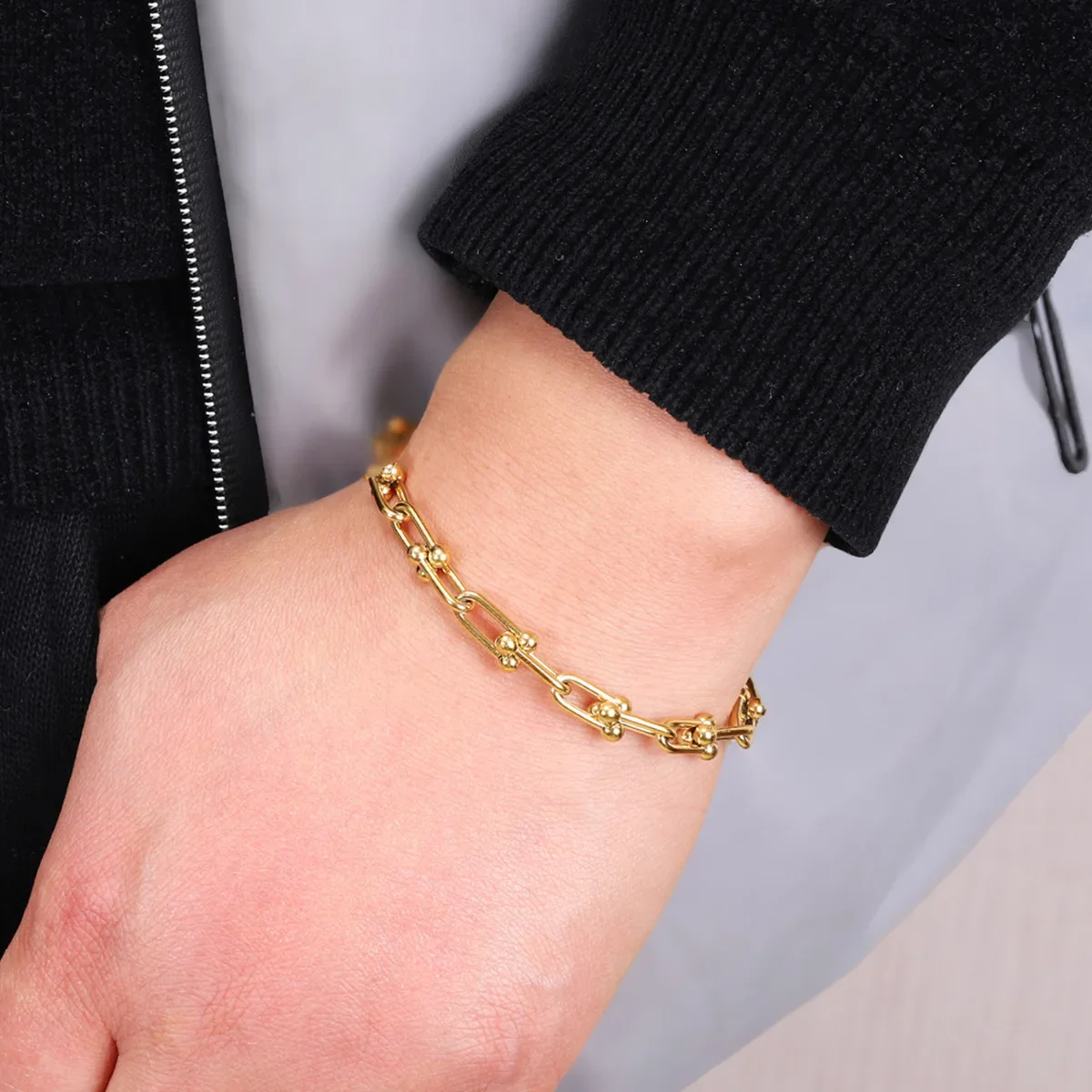 New Style Stainless Steel U-Shaped Hoof Chain Bracelet For Men And Women Fashionable Jewelry Wholesale Cross-Border Supply-8 New Style Stainless Steel U-Shaped Hoof Chain Bracelet For Men And Women Fashionable Jewelry Wholesale Cross-Border Supply-8