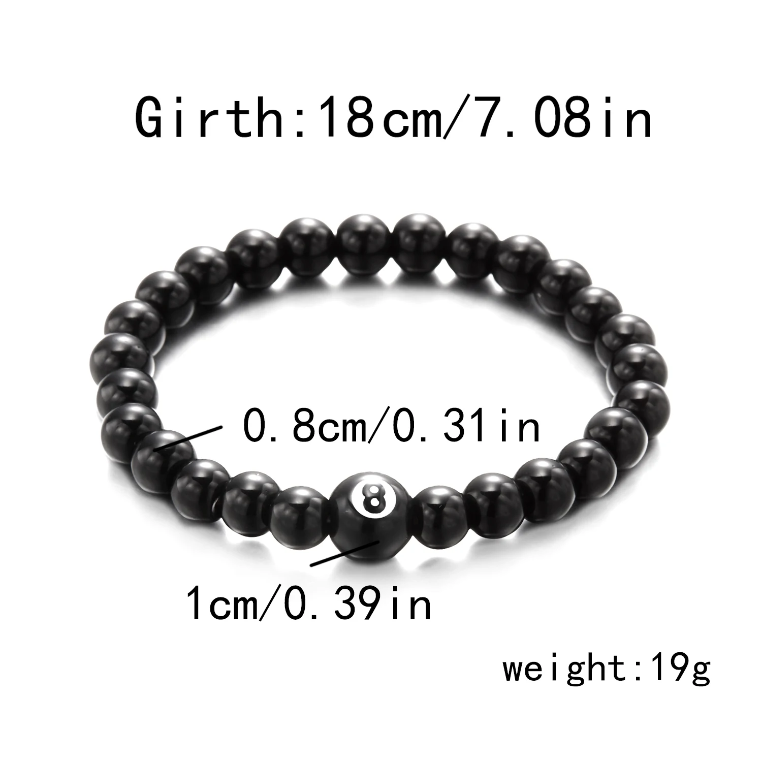 New Billiard Beaded Black 8-Hand Bracelet Ladies Men Cross Lucky Fashion Jewelry Accessories-2