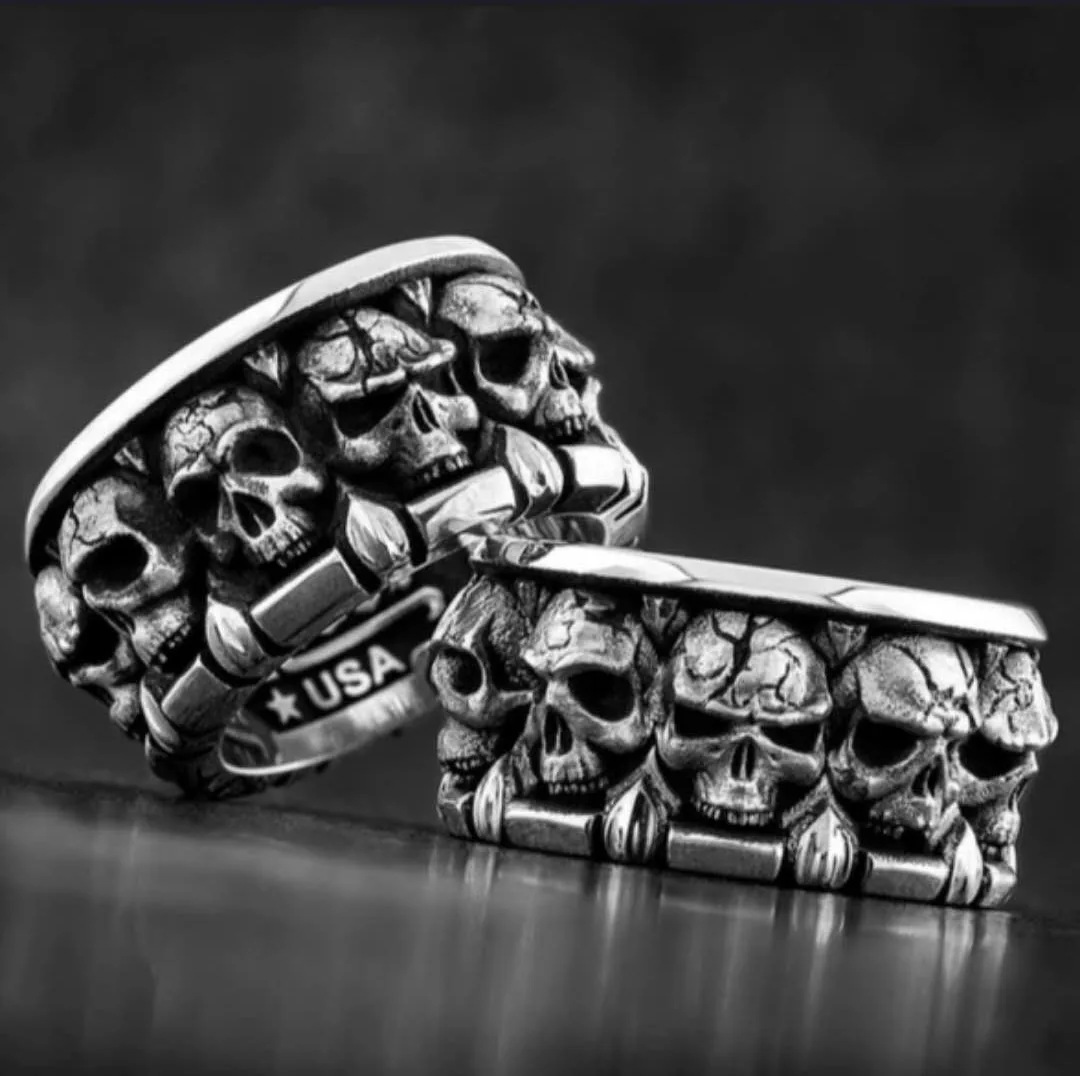 Retro full circle domineering skull ring new fashion men's jewelry-1 Retro full circle domineering skull ring new fashion men's jewelry-1