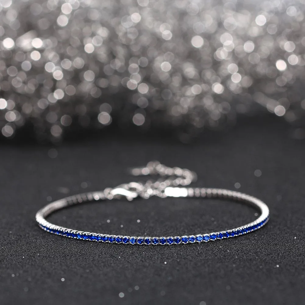 ORSA JEWELS Fashion Tennis Bracelet 925 Sterling Silver Multicolour Zircon Tennis Chain Bracelet for Women Party Jewelry SB190-15