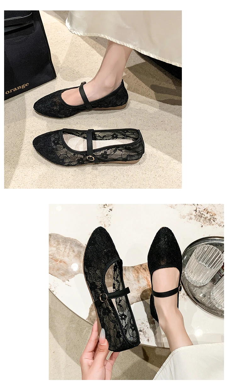 2024 New Women Flats Shoes Summer Ballet Flats Fashion Bow Women Shoes Slip on Sweet Hollow Flat Shoes Female Zapatos De Mujer-18