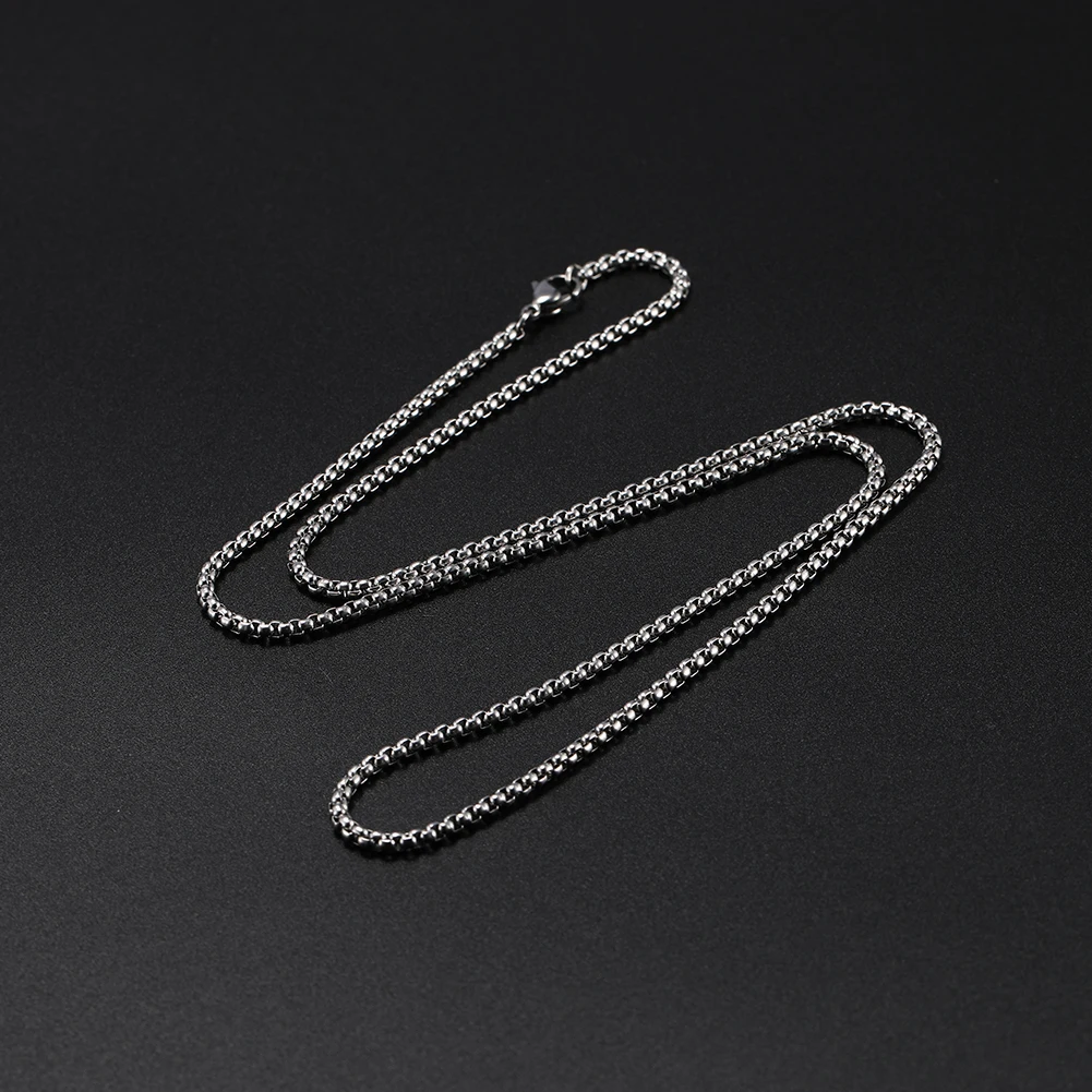 Skyrim Fashion Long Box Chain Necklace Stainless Steel Basic Punk 2-7mm Thick Chains Jewelry Gift for Men Women Wholesale-18