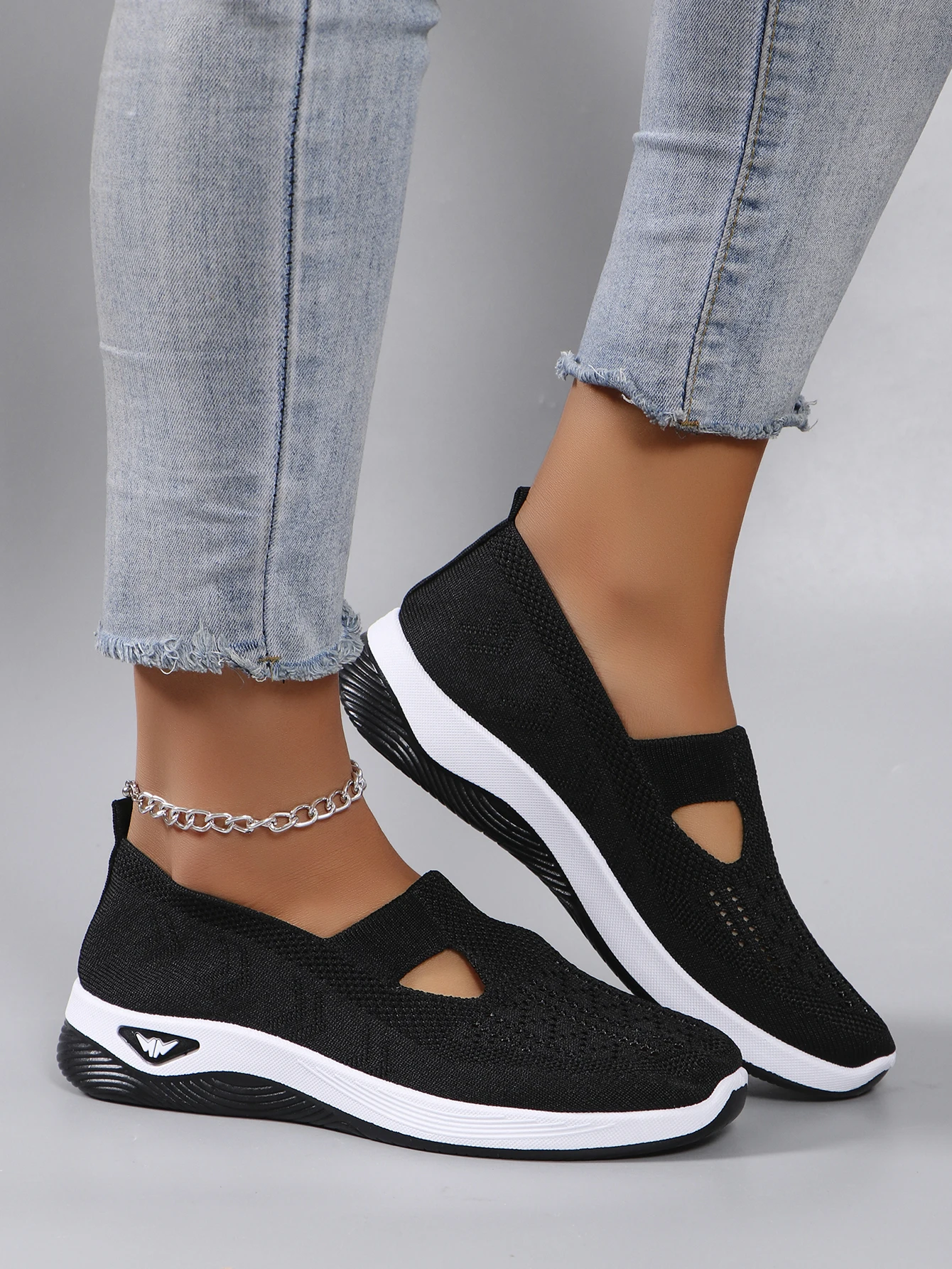 Spring new women's sports shoes, fashionable, breathable, lightweight, non-slip, wear-resistant, casual sports shoes, flat shoes-23