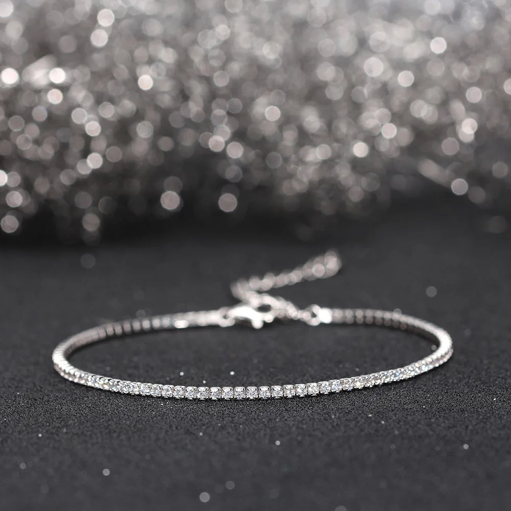 ORSA JEWELS Fashion Tennis Bracelet 925 Sterling Silver Multicolour Zircon Tennis Chain Bracelet for Women Party Jewelry SB190-14