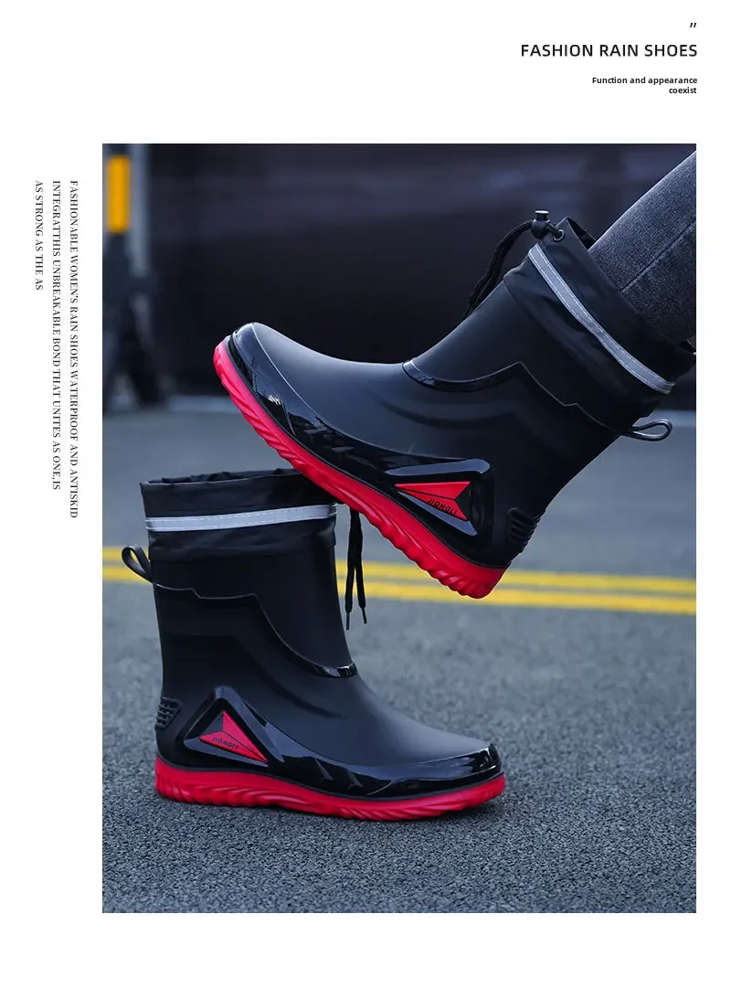 Waterproof Men's Rain Shoes Outdoor Non-slip Work Shoes Fleece Lined Cotton Warm Rain Boots Kitchen Footwear Male-8 Waterproof Men's Rain Shoes Outdoor Non-slip Work Shoes Fleece Lined Cotton Warm Rain Boots Kitchen Footwear Male-8