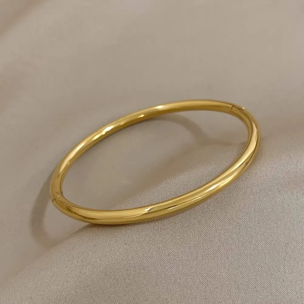 1pc Titanium Steel Gold Bracelet, Fashionable Classic Style, Stainless Steel Bracelet,Inlaid With Zircon,For Womens Daily Wear-8