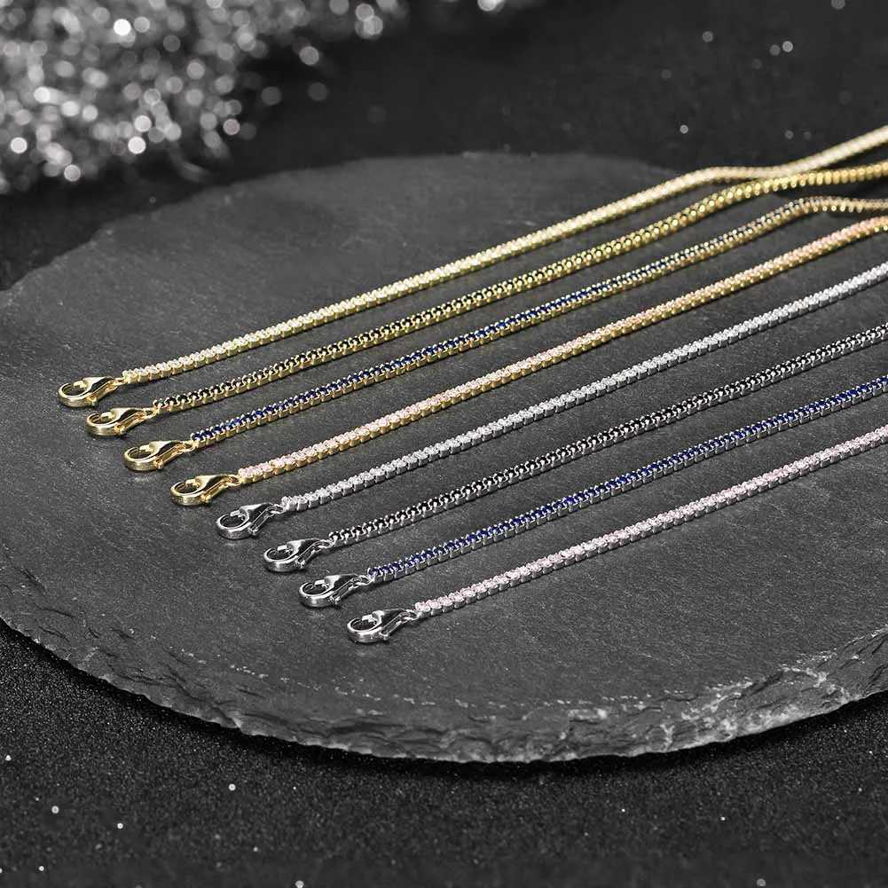 ORSA JEWELS Fashion Tennis Bracelet 925 Sterling Silver Multicolour Zircon Tennis Chain Bracelet for Women Party Jewelry SB190-3