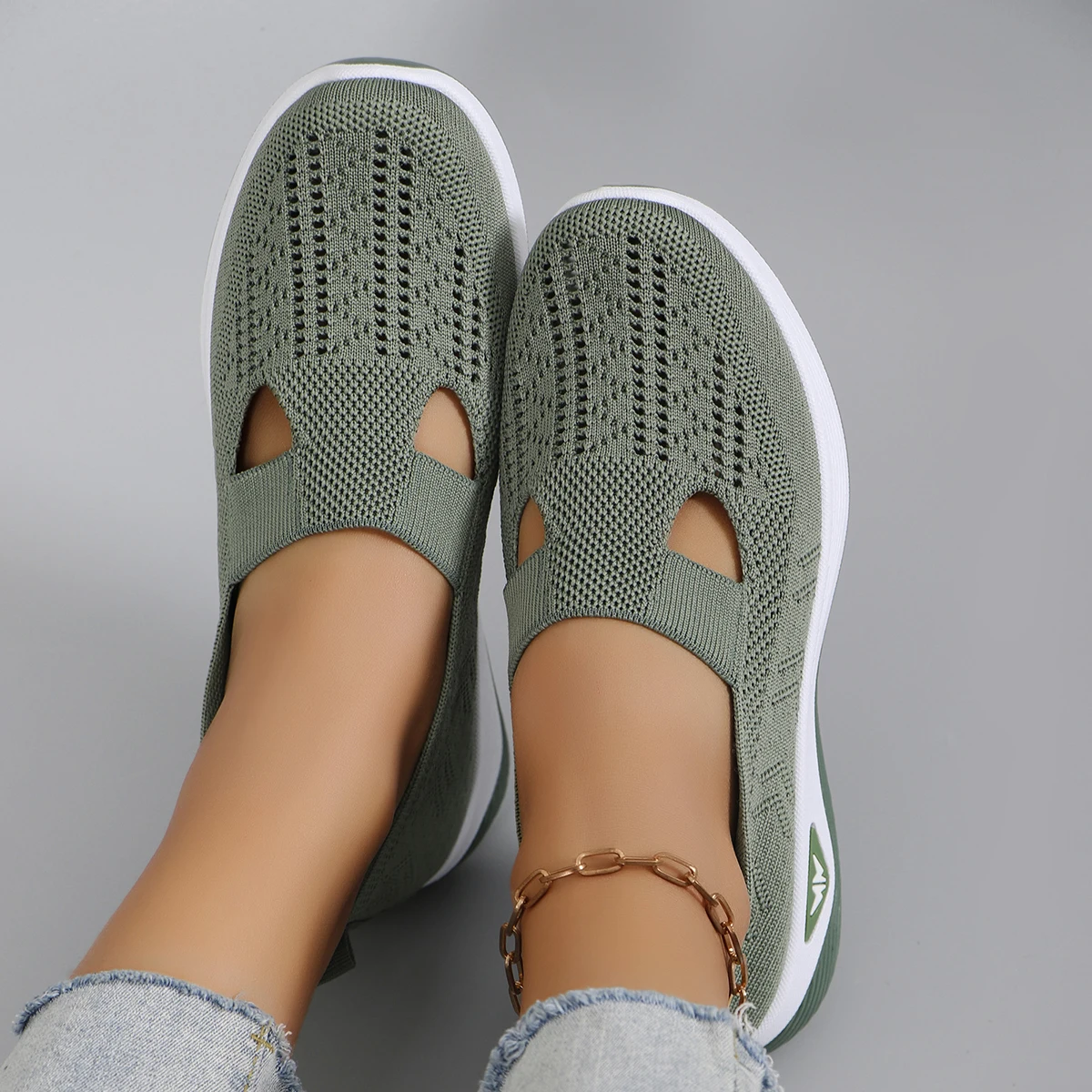 Spring new women's sports shoes, fashionable, breathable, lightweight, non-slip, wear-resistant, casual sports shoes, flat shoes-37
