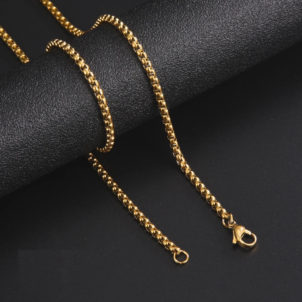 Skyrim Fashion Long Box Chain Necklace Stainless Steel Basic Punk 2-7mm Thick Chains Jewelry Gift for Men Women Wholesale-21