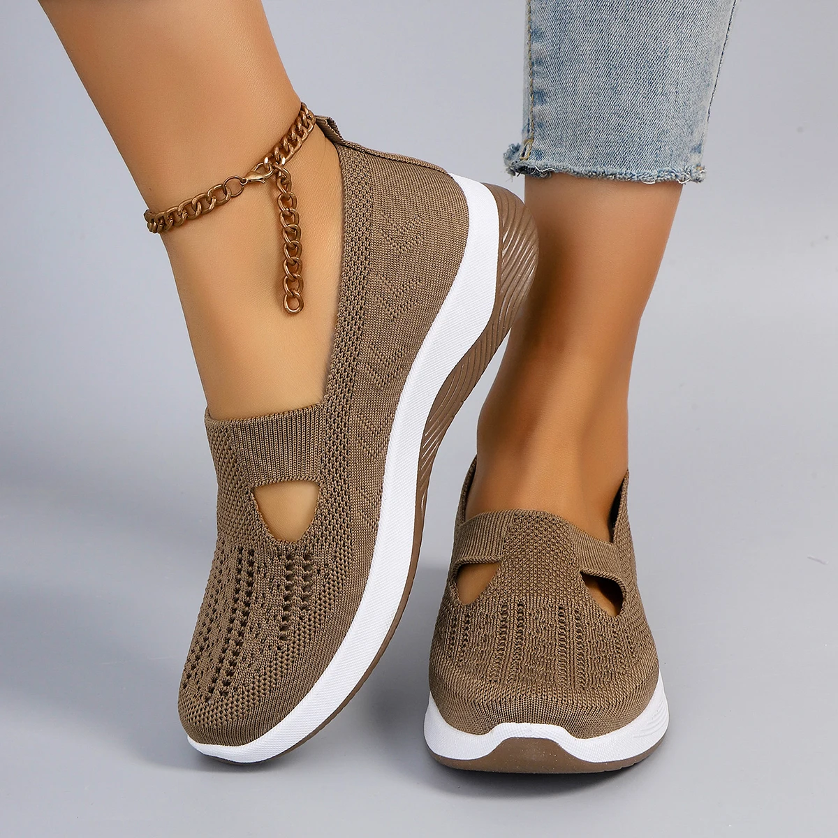 Spring new women's sports shoes, fashionable, breathable, lightweight, non-slip, wear-resistant, casual sports shoes, flat shoes-5