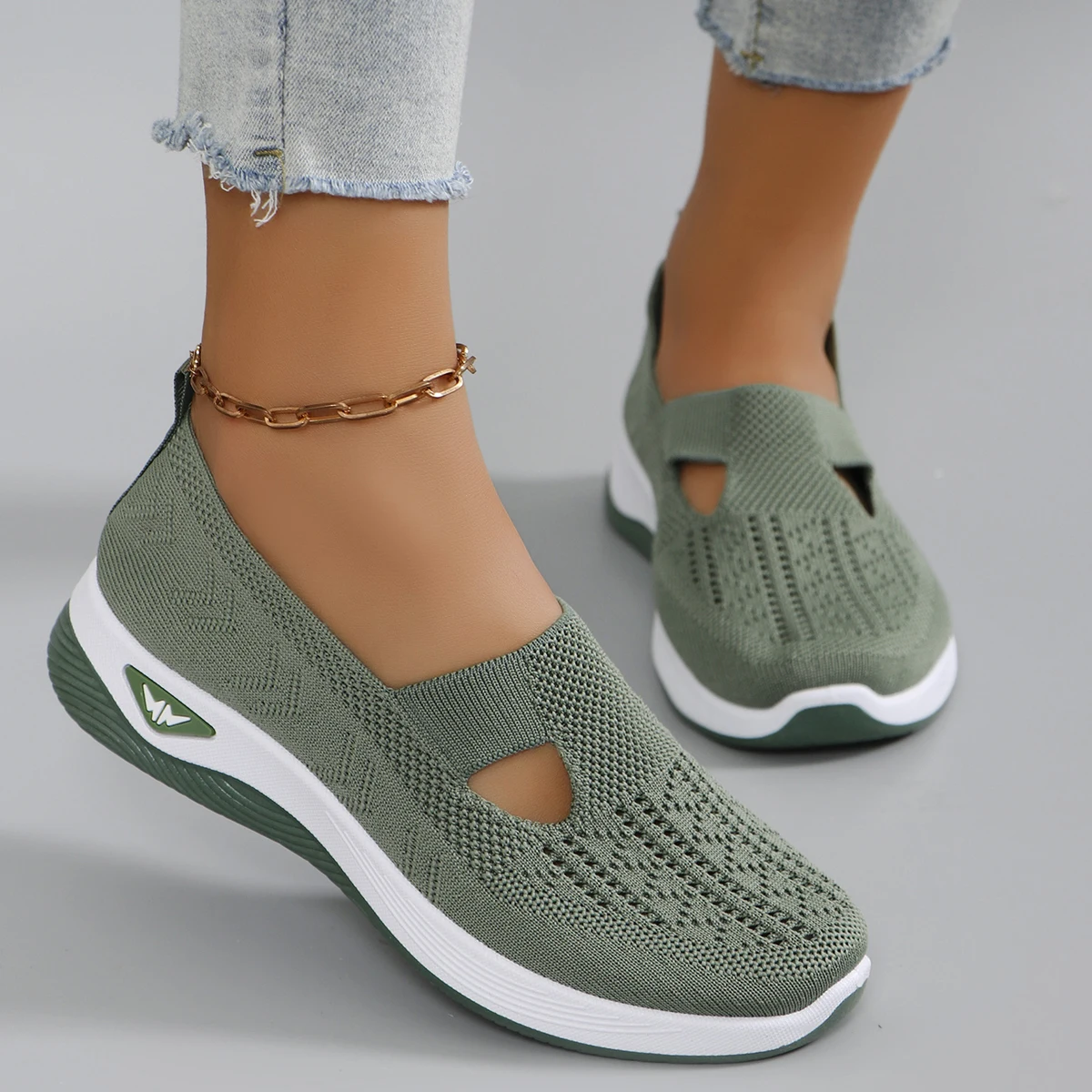 Spring new women's sports shoes, fashionable, breathable, lightweight, non-slip, wear-resistant, casual sports shoes, flat shoes-39