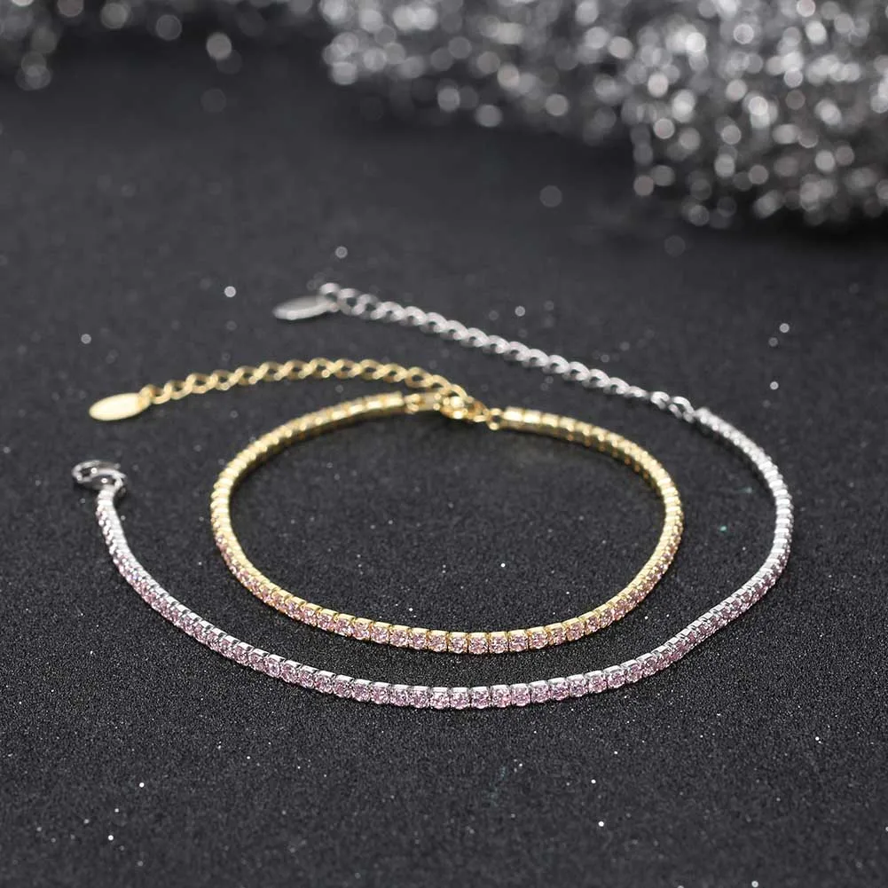ORSA JEWELS Fashion Tennis Bracelet 925 Sterling Silver Multicolour Zircon Tennis Chain Bracelet for Women Party Jewelry SB190-25