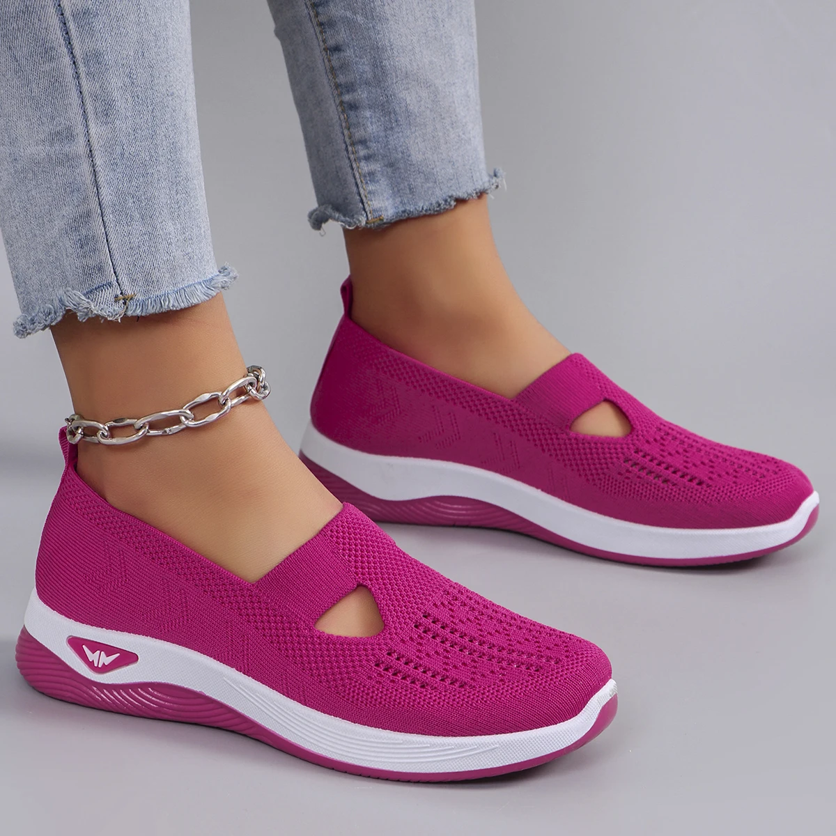 Spring new women's sports shoes, fashionable, breathable, lightweight, non-slip, wear-resistant, casual sports shoes, flat shoes-30