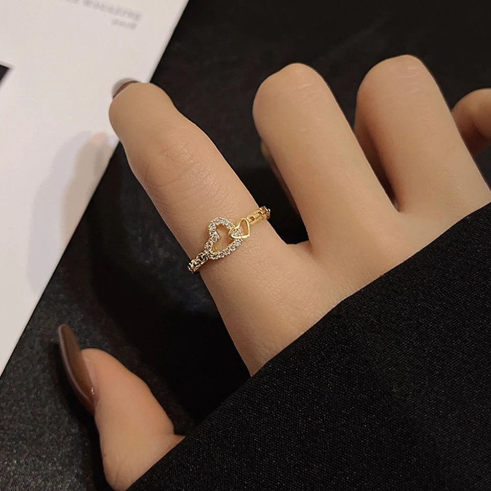 Yupsk Korean Fashion Micropaved Crystal Zirconia Bow Ring for Women Girls Exquisite Ins Trendy Minimalist Finger Rings Jewelry-7