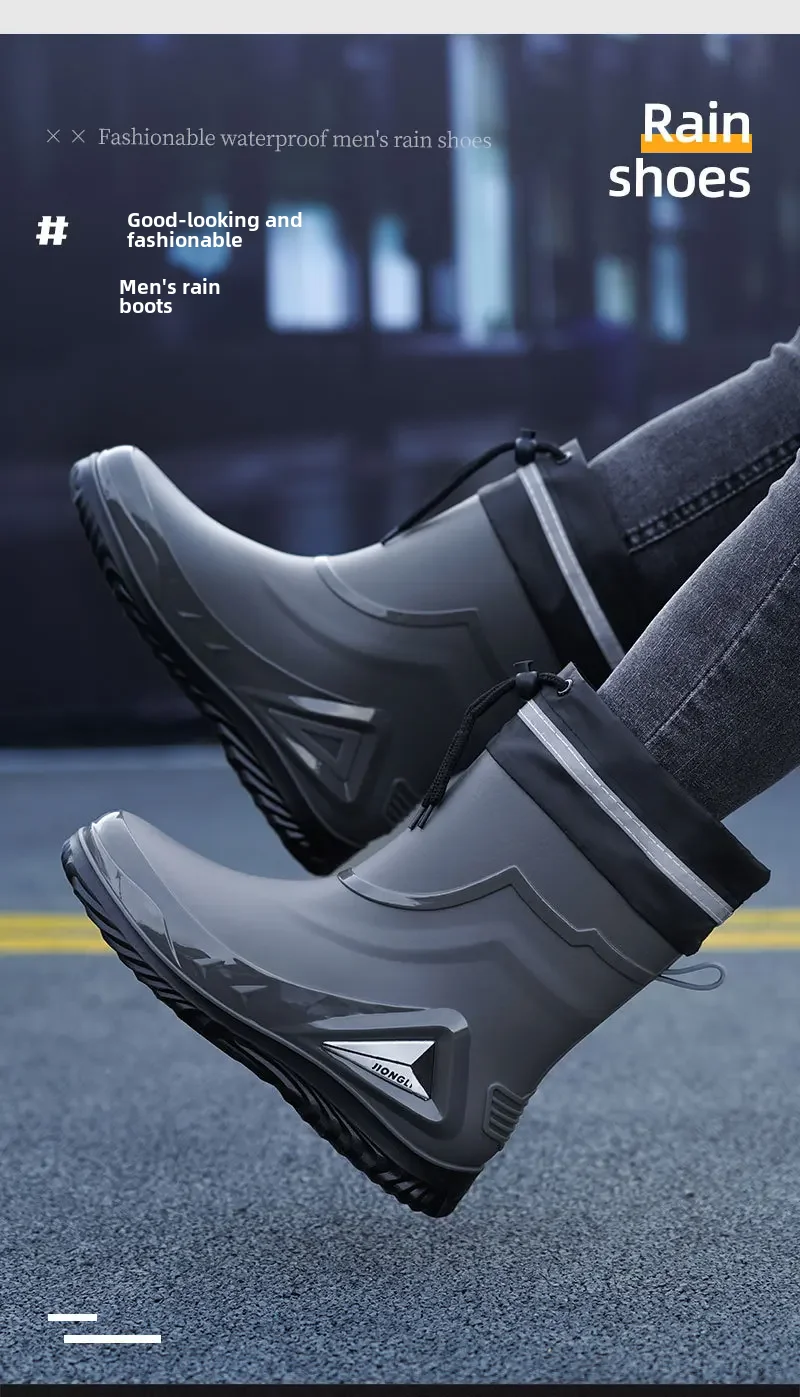 Waterproof Men's Rain Shoes Outdoor Non-slip Work Shoes Fleece Lined Cotton Warm Rain Boots Kitchen Footwear Male-3 Waterproof Men's Rain Shoes Outdoor Non-slip Work Shoes Fleece Lined Cotton Warm Rain Boots Kitchen Footwear Male-3