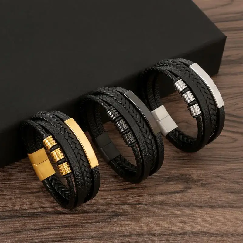 Classic Men's Leather Bracelet New Style Hand-woven Multi-layer Combination Accessory Fashion Man Jewelry Wholesale Dropshipping-2