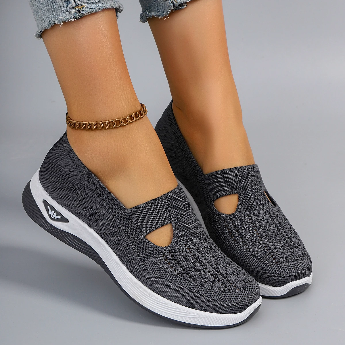 Spring new women's sports shoes, fashionable, breathable, lightweight, non-slip, wear-resistant, casual sports shoes, flat shoes-10