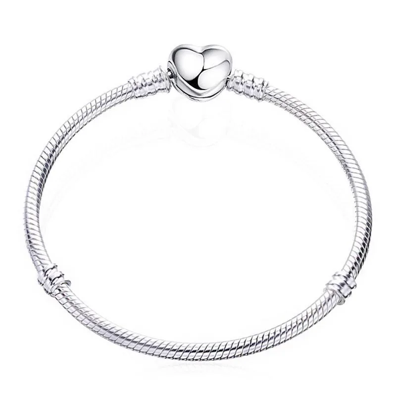 New 925 Sterling Silver 17-21cm Heart-Shaped Star, Moon Luxury Pendant Bracelet For DIY Bead Charms Women Jewelry Fashion Gifts-1