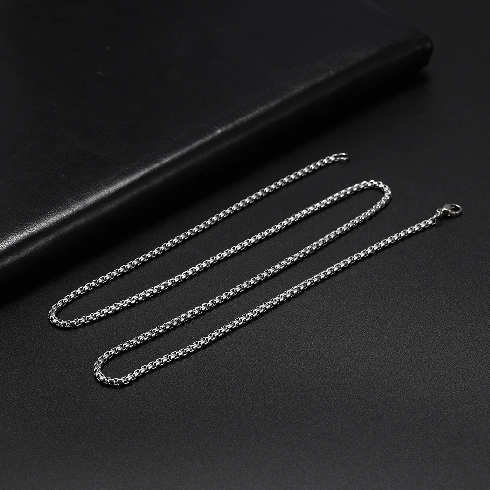 Skyrim Fashion Long Box Chain Necklace Stainless Steel Basic Punk 2-7mm Thick Chains Jewelry Gift for Men Women Wholesale-19